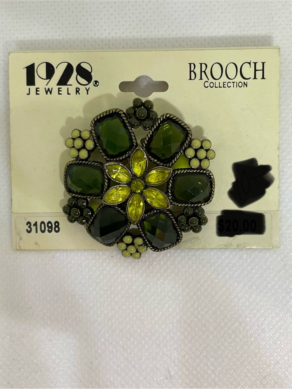 1928 Green and Chartreuse Floral Crystal Brooch Vintage Style 3 Available